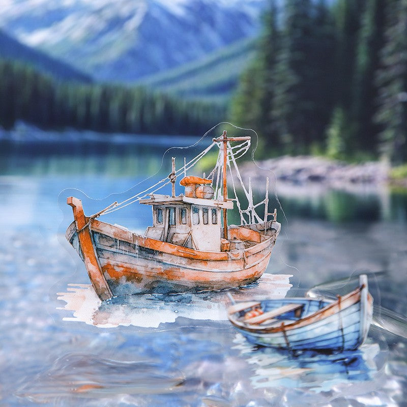 Boating on the Lake Series Boat Scenery Sticker Pack
