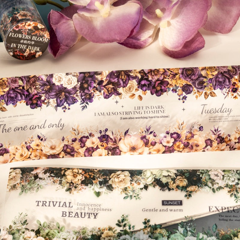 Dark Night Flowers Series Watercolor Landscape tape