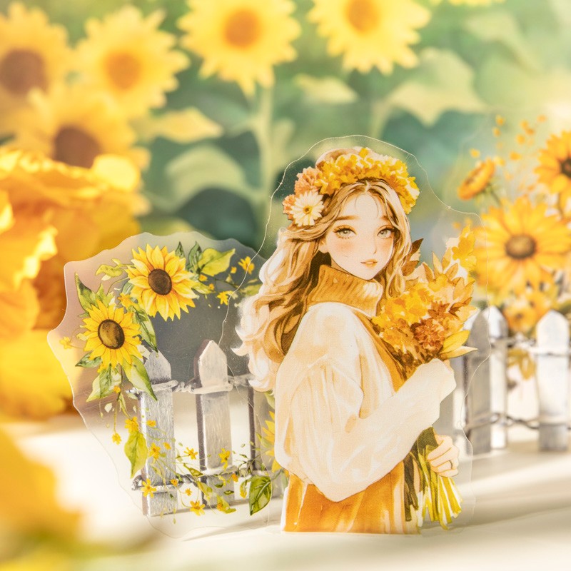 Journey to the Light Series Sunflower-Themed PET Sticker Pack