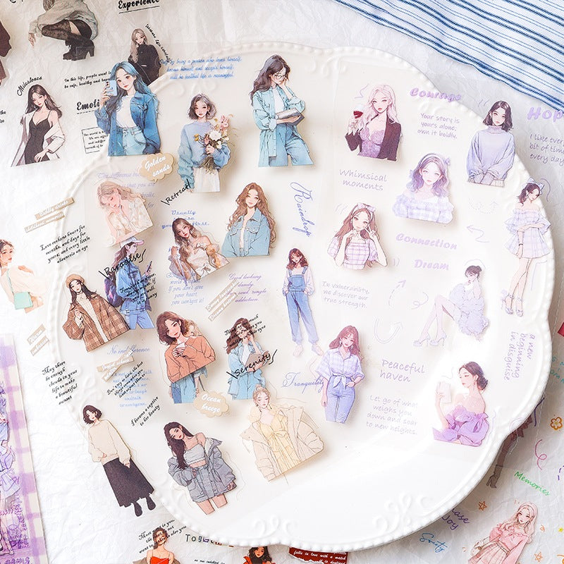 Soft Light Whisper Series Double White Ink Character Sticker Pack