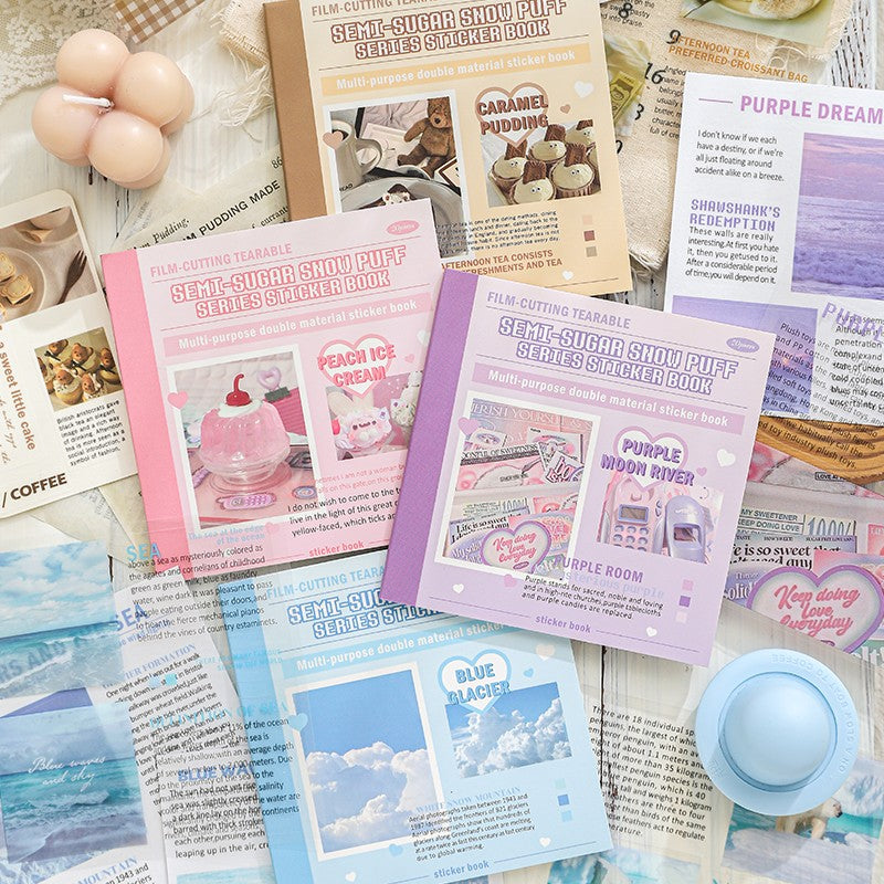 Semi-Sweet Snow Puff Series Dual-Material Sticker Book