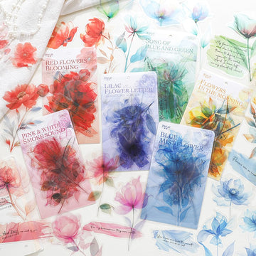 Clear Dream Flower Island Series Colorful Flower PET Stickers Pack