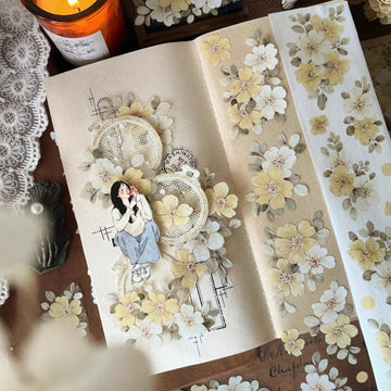 5.5cm*120cm Yellow Thorn Rose Vintage Flower PET/Washi Tape
